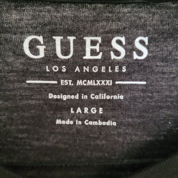 GUESS Men's Large Black Shine V-Neck T-Shirt - Picture 3 of 5